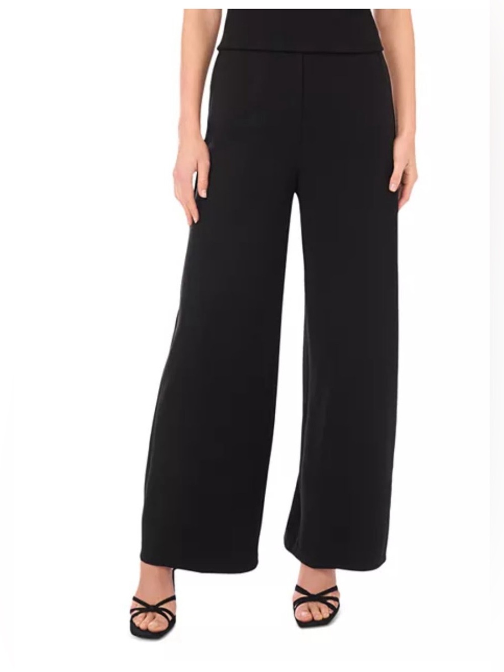 Vince Camuto Black Easy Breezy  Wide-Leg Ponte Pants